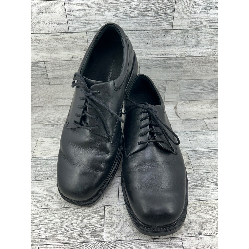 Rockport Men Black Leather Oxford Dress Shoes APM20311 Size 10W Wide Square Toe